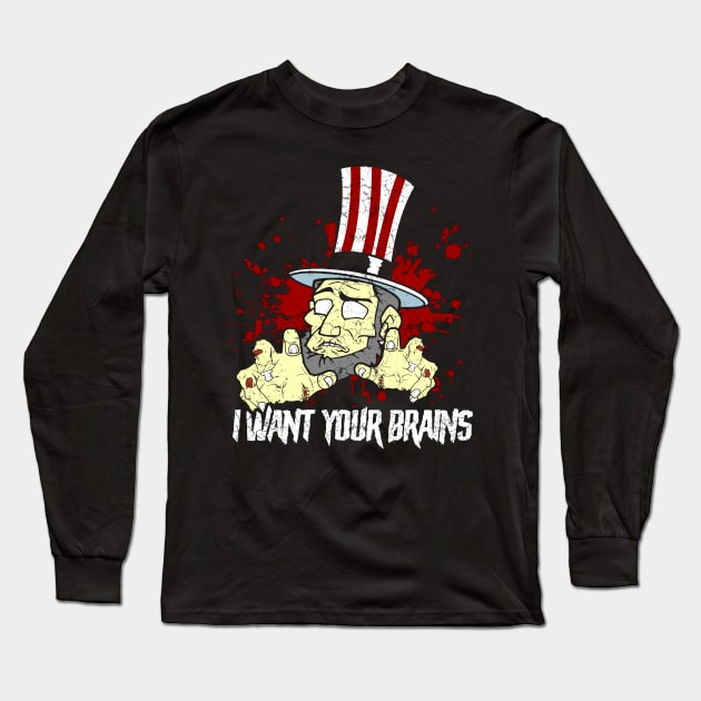 Zombie Uncle Sam Long Sleeve T-Shirt by Mila46